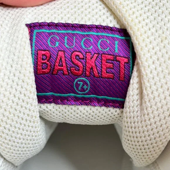 Gucci White Leather GG Monogram High-Top Sneakers Size 7 Mens Basketball Shoes - Picture 3 of 15